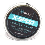 Textil Spod Wolf X-SPOD BRAIDED Shockleader 0.32mm Moss Green 50lb/50m