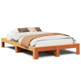 Cumpara ieftin Cadru pat fara saltea, maro ceruit, 135x190 cm, lemn masiv pin