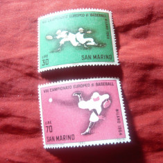 Serie San Marino 1964 - Sport - Campionatul European Baseball , 2 valori