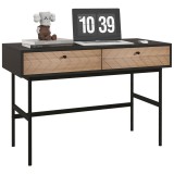 HOMCOM Birou de Scris cu Depozitare, Masă de Calculator cu 2 Sertare și Cadru de Oțel, 106x50x77 cm, Negru | Aosom Romania