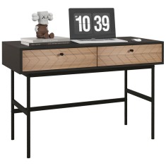 HOMCOM Birou de Scris cu Depozitare, Masă de Calculator cu 2 Sertare și Cadru de Oțel, 106x50x77 cm, Negru | Aosom Romania