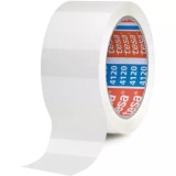 Banda ambalare Tesa 4120 PVC cauciuc natural alb derulare silentioasa compatibila automata sigilare cutii carton greutate medie industrial