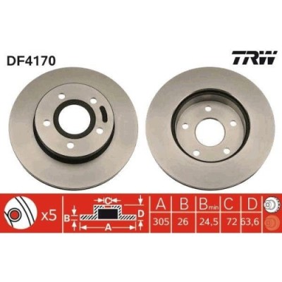 Set disc frana Jeep Cherokee (Xj) 09.83-09.01, Grand Cherokee 2 (Wj Wg) 09.98-09.05, Fata, 305X26mm, ventilat, TRW foto
