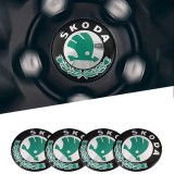 SKODA-EMBLEME/STIKERE DIN ALUMINIU AUTOADEZIVE PENTRU CAPACE JANTE ALIAJ