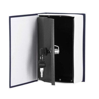 Seif, caseta valori, cutie metalica cu cheie, portabila, tip carte, albastru, 11.5x5.5x18 cm, Springos GartenVIP DiyLine foto