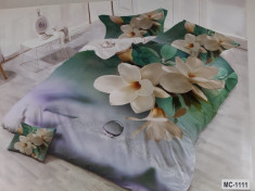 Lenjerie de pat 3D doua persoane model floral MC-1111 foto