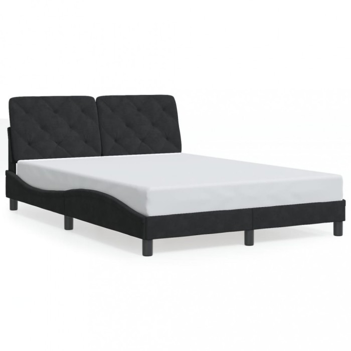 Gossi cadru de pat cu lumini led, negru, 140x200 cm, catifea