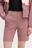 Columbia pantaloni scurți outdoor Leslie Falls culoarea roz, neted, medium waist, 2119193