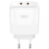 Incarcator Retea XO Design L140, 35W, 3A, 2 x USB-C, Alb