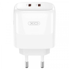 Incarcator Retea XO Design L140, 35W, 3A, 2 x USB-C, Alb