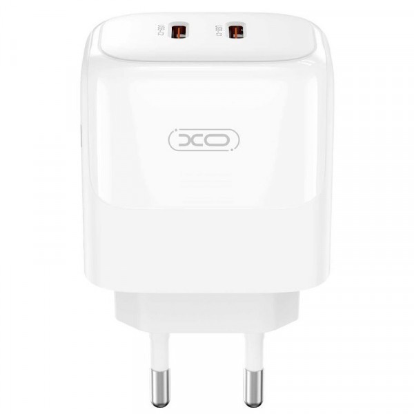 Incarcator Retea XO Design L140, 35W, 3A, 2 x USB-C, Alb