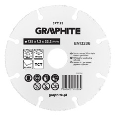 Disc de taiere, lama TCT, pentru lemn (cu/fara cuie), plastic 125 x 1.2 x 22.22 mm HardWork ToolsRange