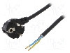 Cablu alimentare AC, 2m, 3 fire, culoare negru, CEE 7/7 (E/F) stecher in unghi, SCHUKO, PLASTROL, W-97180, T143709