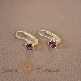 Cercei Clasici cu Cristal Zirconia Mic Mov Placati cu Aur 18K