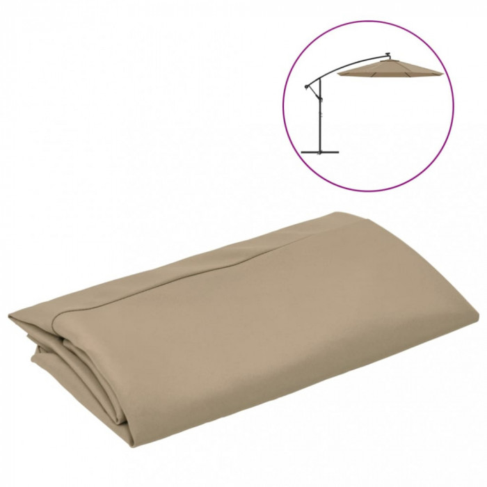 vida XL P&acirc;nză de schimb umbrelă de soare consolă, gri taupe, 300 cm