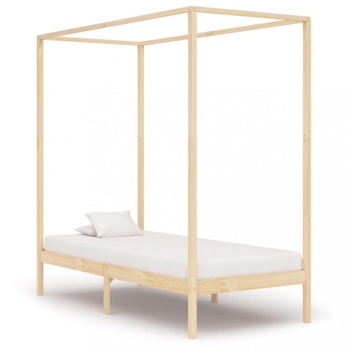 vidaXL Cadru pat cu baldachin, 100x200 cm, lemn masiv de pin