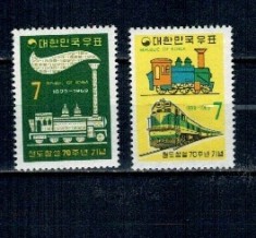 Korea Sud 1969 - Căile ferate, locomotive, trenuri, serie neuzata