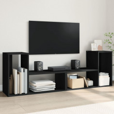 vidaXL Dulap TV, 2 buc., negru, 75x30x50 cm, lemn prelucrat
