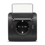 Priză Schuko cu capac 16A negru mat Jazz - ELBI