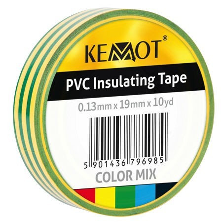 BANDA IZOLATOARE 0.13X19X10YD VERDE/GALBEN REBEL