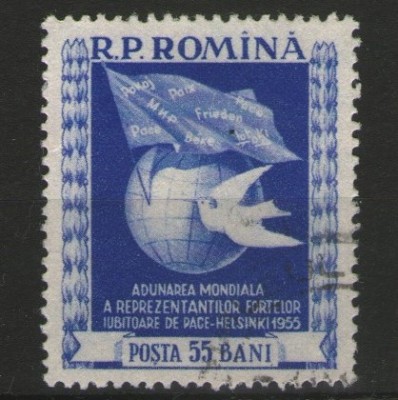 Romania 1955 - Adunarea Mondiala pentru Pace - Helsinki, stampilata foto