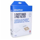 Set 5 Saci de aspirator + prefiltru Nilfisk, Seria ONE, 78602600