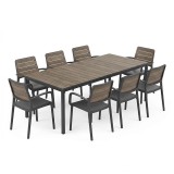 Set mobilier gradina Curver Porto Nova 200 cu 8 scaune Porto, nuc-grafit, plastic, 8 persoane