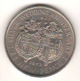 SV * GIBRALTAR 25 NEW PENCE 1972 * ELISABETH II Nunta de Argint 1947 * AUNC+, Europa, Nichel