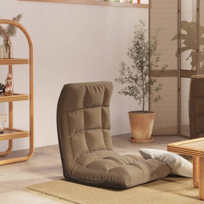 Scaun de podea pliabil, gri taupe, material textil