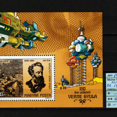 Ungaria, 1978 | Jules Verne - 150 ani de la naştere - Cosmos | Coliţă MNH | aph