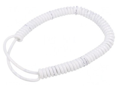 Cablu spiralat neecranat PUR alb 0,3m-1,2m 5x0,15mm2 300V foto
