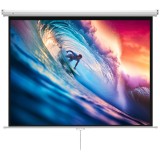 HOMCOM Ecran de Proiecție 84 Inch Format 4:3, Ecran Rulabil cu Unghi de 160&deg; și Montare pe Tavan sau Perete, 181x8x138 cm, Alb | Aosom Romania