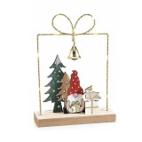 Decoratiune Craciun lemn multicolor cu leduri Gnom 15x5x20.5 cm