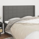 VidaXL Tăblie de pat cu aripioare gri &icirc;nchis 203x16x118/128 cm textil