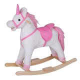 Cumpara ieftin HOMCOM Balansoar Unicorn din Lemn pentru Camera Copiilor, Leagăn Confortabil din Pluș, Jucărie Educativă 78x28x68cm | Aosom Romania