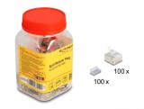Set 100 buc conector RJ45 Cat.6A pentru cablu slim/flat, Delock 67019