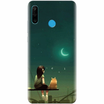 Husa silicon pentru Huawei P30 Lite, Cat And Girl foto