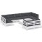 Set mobilier gradina cu perne, 10 piese, alb, lemn masiv pin