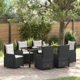 vidaXL Set de Dining &icirc;n Grădină cu 7 Piese Ratan Poliratan Negru