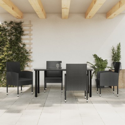 vidaXL Set mobilier de grădină, 5 piese, negru, poliratan și oțel 3203348 foto