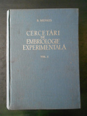 B. MENKES - CERCETARI DE EMBRIOLOGIE EXPERIMENTALA (1958) foto