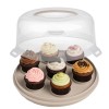 Platou rotund 2 in 1 Pufo Cookies cu capac transparent pentru servire torturi, prajituri, briose, &Oslash; 28 cm