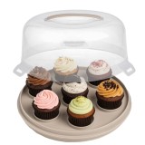 Platou rotund 2 in 1 Pufo Cookies cu capac transparent pentru servire torturi, prajituri, briose, &Oslash; 28 cm