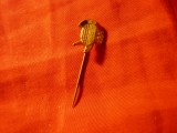 Insigna FRS - Federatia Romana de Scrima , h= 1,5 cm ,metal si email