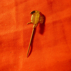 Insigna FRS - Federatia Romana de Scrima , h= 1,5 cm ,metal si email