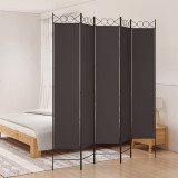 Paravan de cameră cu 5 panouri, maro, 200x220 cm, textil