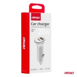 &Icirc;ncărcător auto USB-A+ USB-C 20W AMIO-03875