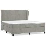 Cumpara ieftin Pat box spring cu saltea, gri deschis, 180x200 cm, catifea
