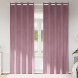 vidaXL Draperii opace cu ocheți, 2 buc., roz &icirc;nchis, catifea