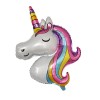 Balon din Folie Metalizata, Cyrax, Mini Figurine, Model Unicorn, Tematica Aniversare, 115x76 cm, Ambalaj Individual, Pai Inclus, Umflare cu Aer sau He